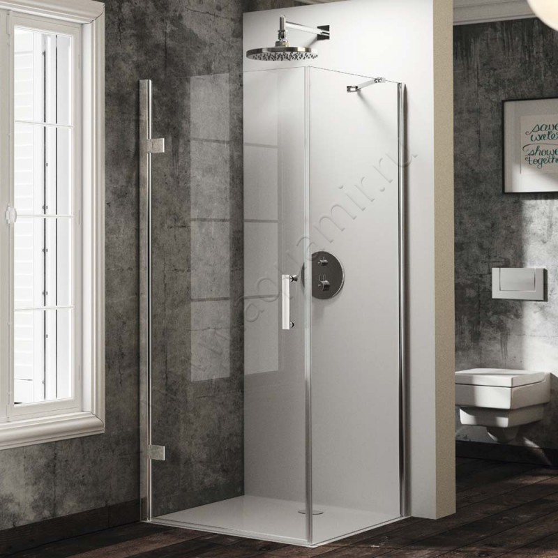 Маятниковая душевая дверь для боковой стенки Huppe Solva pure ST2504092322 в интерьере