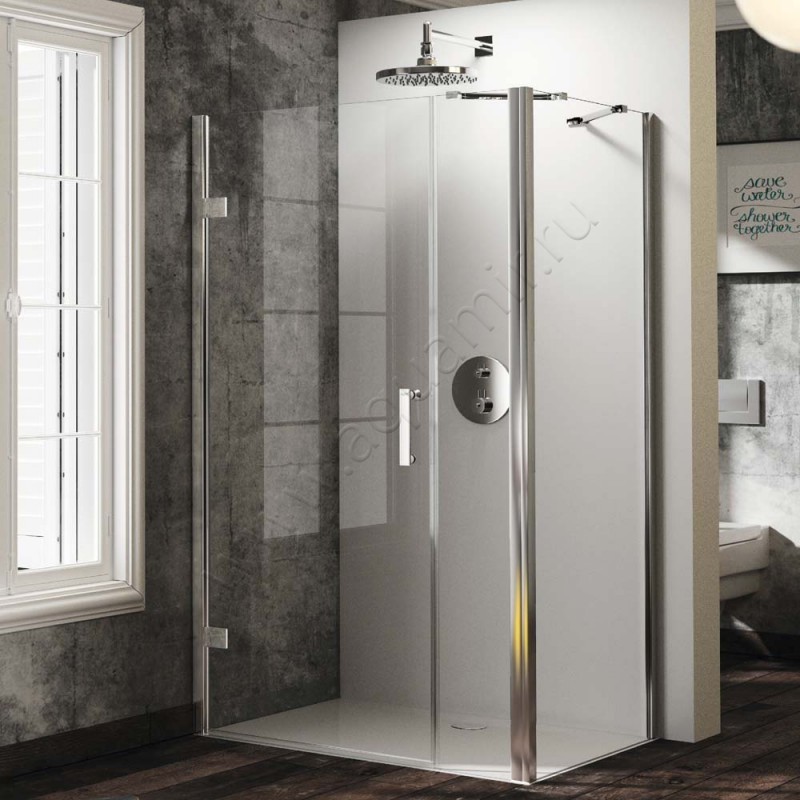 Маятниковая душевая дверь для боковой стенки Huppe Solva pure ST3103092321 в интерьере