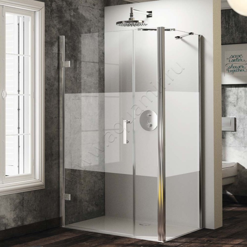 Маятниковая душевая дверь для боковой стенки Huppe Solva pure ST3103092373 в интерьере