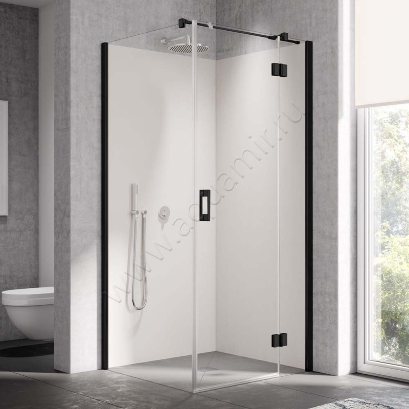 Поворотная душевая дверь для боковой стенки Kermi Liga LISNR100203PK в интерьере