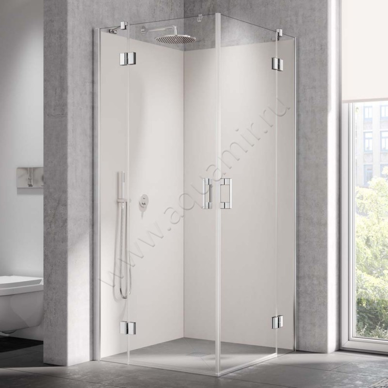 Поворотная душевая дверь для комбинации с ответной частью Kermi Liga LIETL08020VAK в интерьере