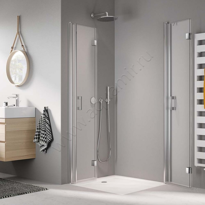 Складная душевая дверь для боковой стенки/боковой двери Kermi Liga LI2CL078201AK в интерьере