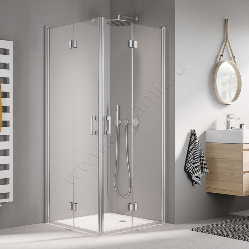 Складная душевая дверь для боковой стенки/боковой двери Kermi Liga LI2CR093181AK в интерьере