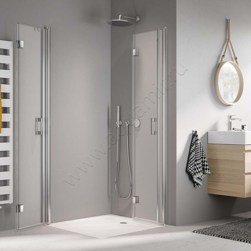Складная душевая дверь для боковой стенки/боковой двери Kermi Liga LI2CR093181AK в интерьере