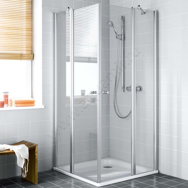 Маятниковая душевая дверь для комбинации с ответной частью Kermi Atea ATESR12020VAK в интерьере