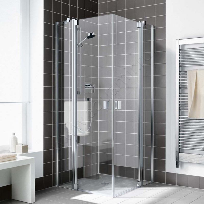 Маятниковая душевая дверь для комбинации с ответной частью Kermi Raya RAEPL09320VAK в интерьере