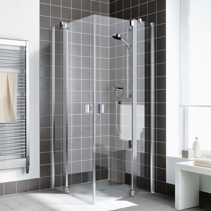 Маятниковая душевая дверь для комбинации с ответной частью Kermi Raya RAEPR080201PK в интерьере