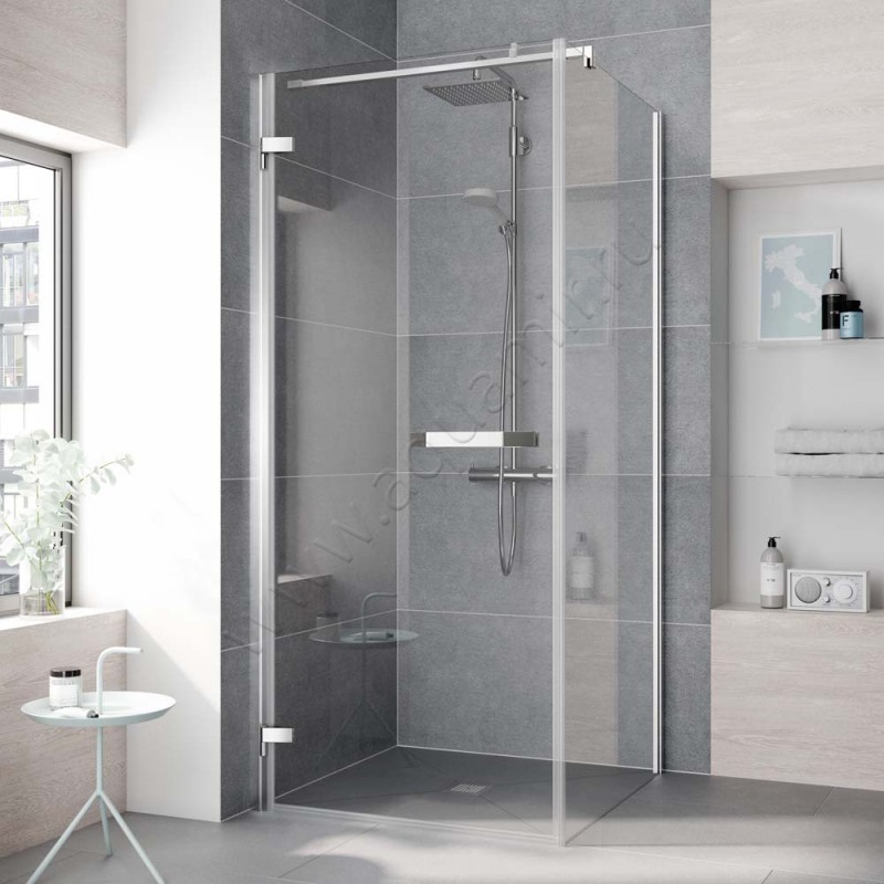 Маятниковая душевая дверь для боковой стенки Kermi Tusca TU1KL09320VAK в интерьере