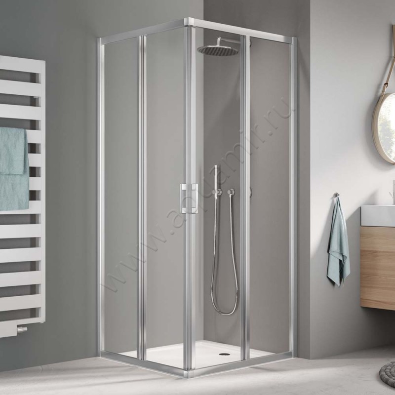 Раздвижная душевая дверь для комбинации с ответной частью Kermi Liga LIE2R075201AK в интерьере