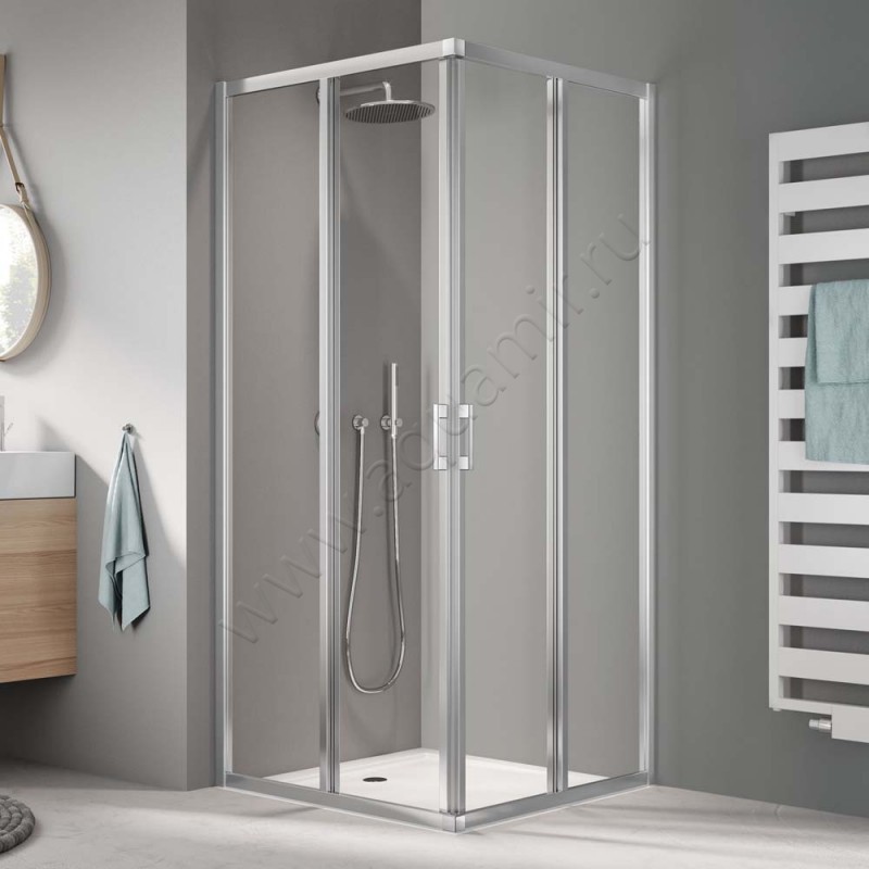 Раздвижная душевая дверь для комбинации с ответной частью Kermi Liga LIE2L08020VAK в интерьере