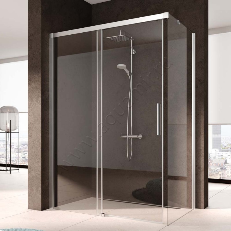 Раздвижная душевая дверь для комбинации с ответной частью Kermi Nica NID2L15320VAK в интерьере