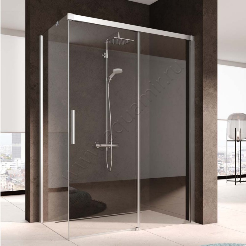 Раздвижная душевая дверь для комбинации с ответной частью Kermi Nica NID2R13020VAK в интерьере