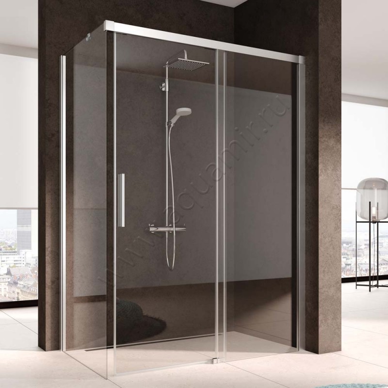 Раздвижная душевая дверь для комбинации с ответной частью Kermi Nica NID2R16018VAK в интерьере