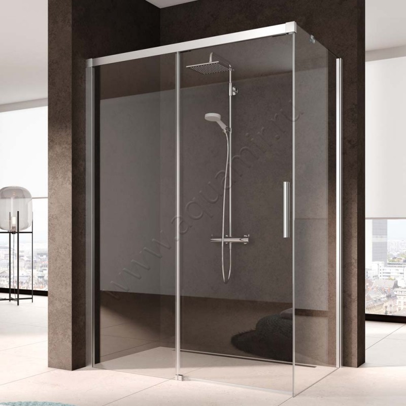 Раздвижная душевая дверь для комбинации с ответной частью Kermi Nica NID2L13020VPK в интерьере