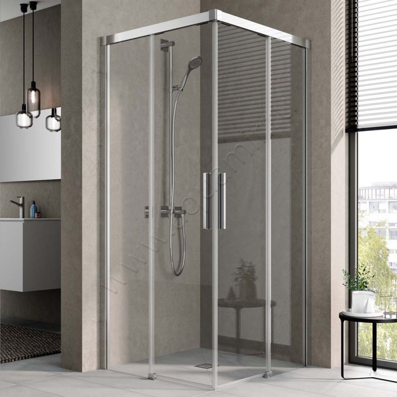 Раздвижная душевая дверь для комбинации с ответной частью Kermi Nica NIC2L11020VPK в интерьере