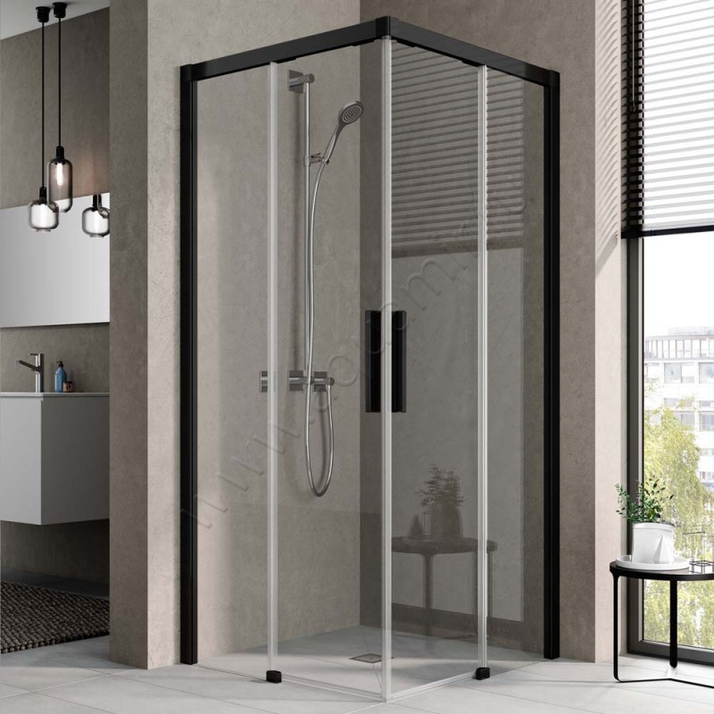 Раздвижная душевая дверь для комбинации с ответной частью Kermi Nica NIC2L080203PK в интерьере