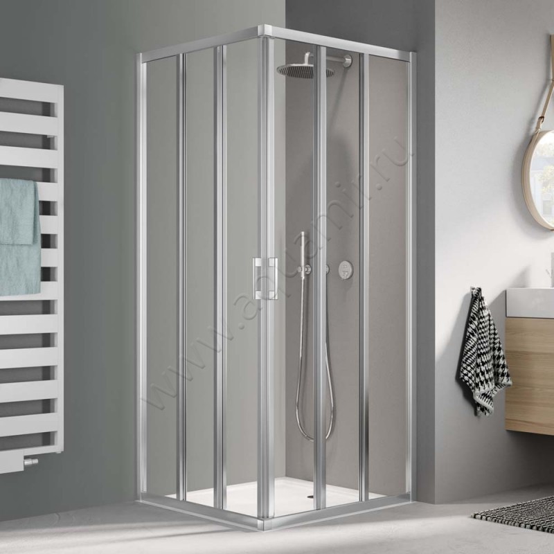 Раздвижная душевая дверь для комбинации с ответной частью Kermi Liga LIE3R090201AK в интерьере