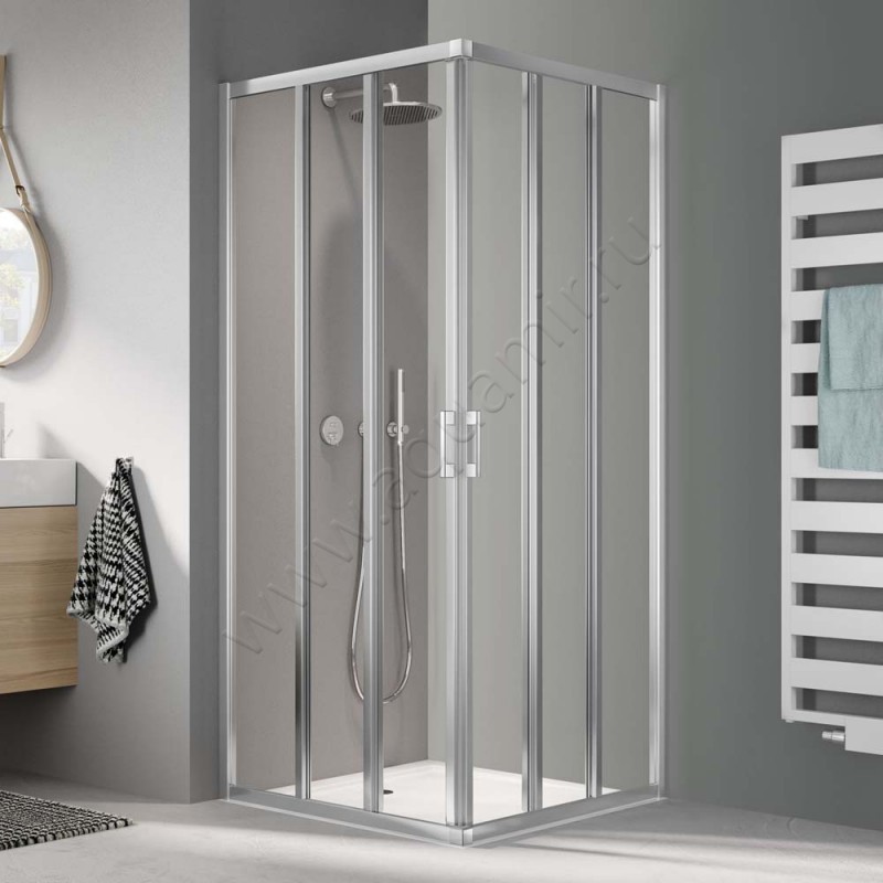 Раздвижная душевая дверь для комбинации с ответной частью Kermi Liga LIE3L075181AK в интерьере