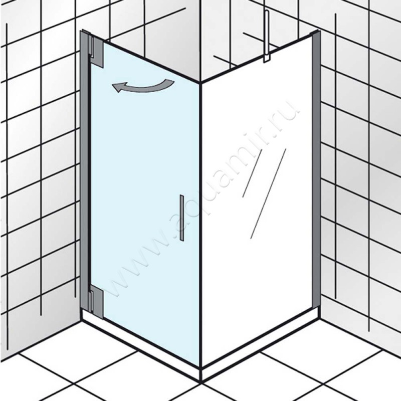 Поворотная душевая дверь для боковой стенки HSK K2P 21720804150#EdLi в интерьере