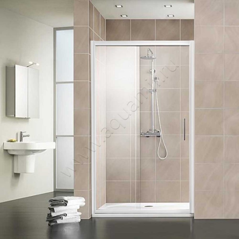 Раздвижная душевая дверь в нишу с фиксированным элементом HSK Favorit белая 135120-04-50#Li