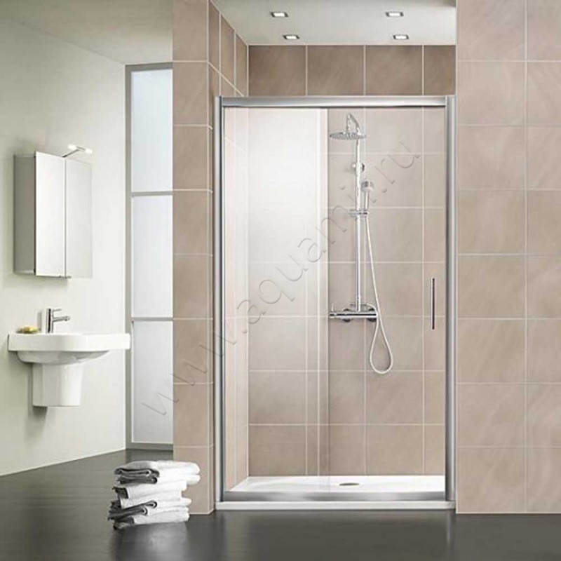 Раздвижная душевая дверь в нишу с фиксированным элементом HSK Favorit хром 135140-41-50#EdLi