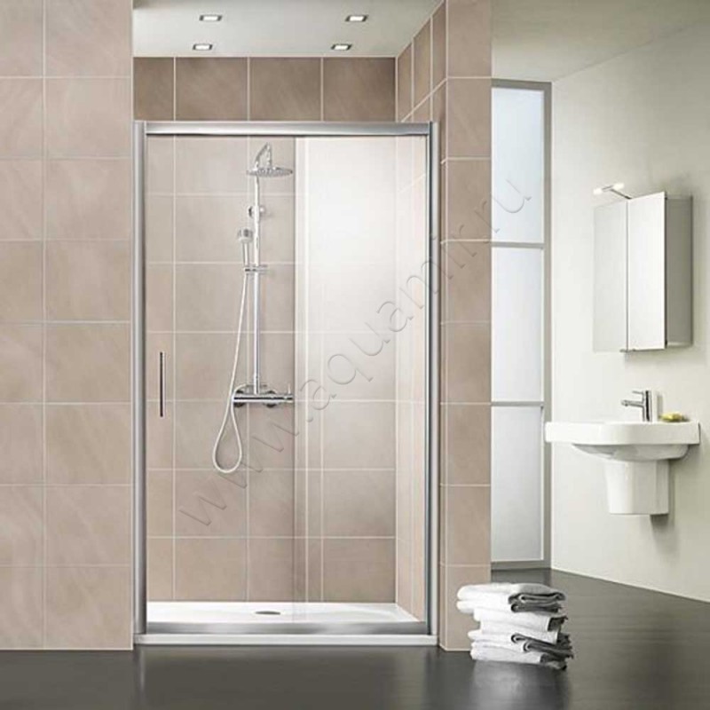 Раздвижная душевая дверь в нишу с фиксированным элементом HSK Favorit хром 135140-41-50#Re