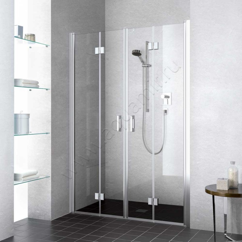 Складная душевая дверь в нишу Kermi Liga в серебристом цвете LI2T412318VPK