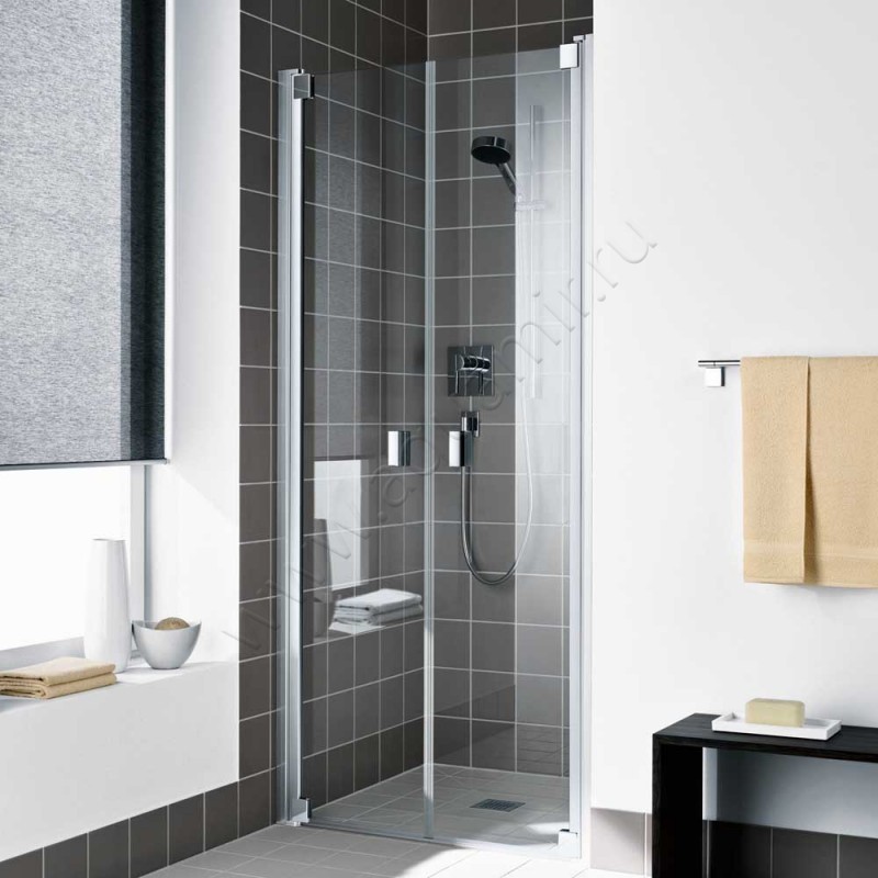 Маятниковая душевая дверь в нишу Kermi Raya в серебристом цвете RAPTD12020VAK