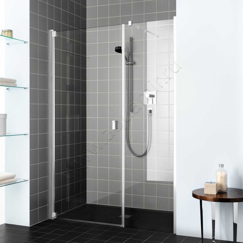 Маятниковая душевая дверь в нишу с фиксированным элементом Kermi Raya в серебристом цвете RA1OL15020VPK