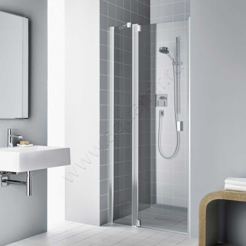 Маятниковая душевая дверь в нишу с фиксированным элементом Kermi Raya в серебристом цвете RA1GL09820VPK