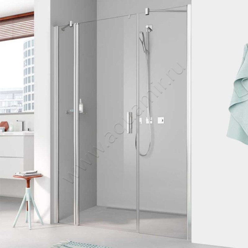 Маятниковая душевая дверь в нишу с фиксированным элементом Kermi Pega в серебристом цвете PE1AL10020VPK