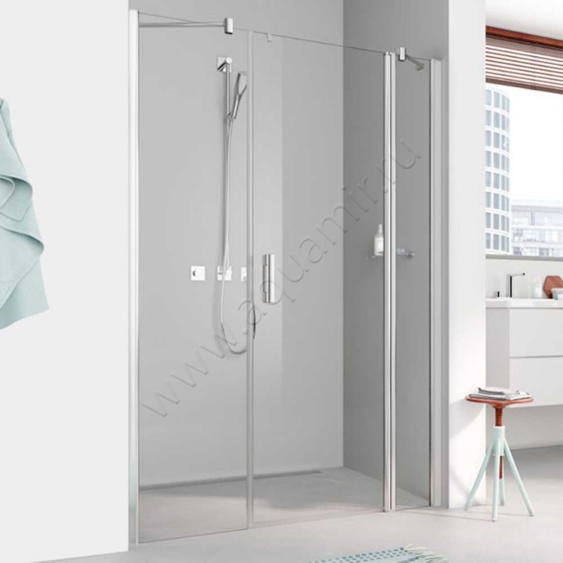 Маятниковая душевая дверь в нишу с фиксированным элементом Kermi Pega в серебристом цвете PE1AR10018VPK
