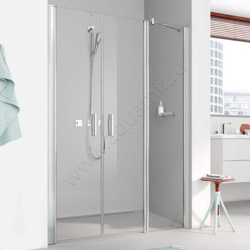 Маятниковая душевая дверь в нишу с фиксированным элементом Kermi Pega в серебристом цвете PEPFR13020VAK