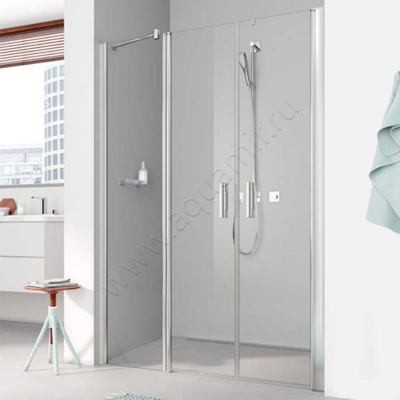 Маятниковая душевая дверь в нишу с фиксированным элементом Kermi Pega в серебристом цвете PEPFL12318VAK