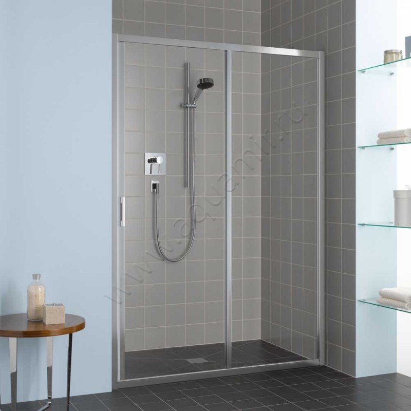 Раздвижная душевая дверь в нишу Kermi Liga в серебристом цвете LIG2R110201AK