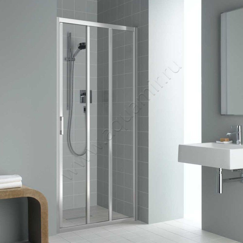 Раздвижная душевая дверь в нишу Kermi Liga в серебристом цвете LIG3R080201AK