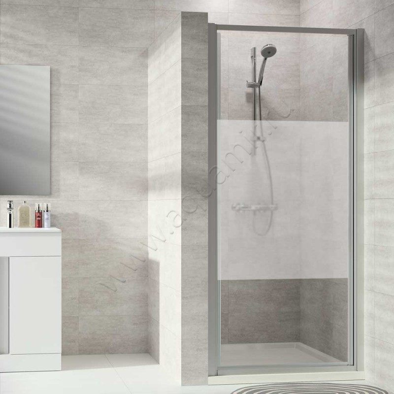 Маятниковая душевая дверь в нишу Huppe Alpha 2 в серебристом цвете A24403087375