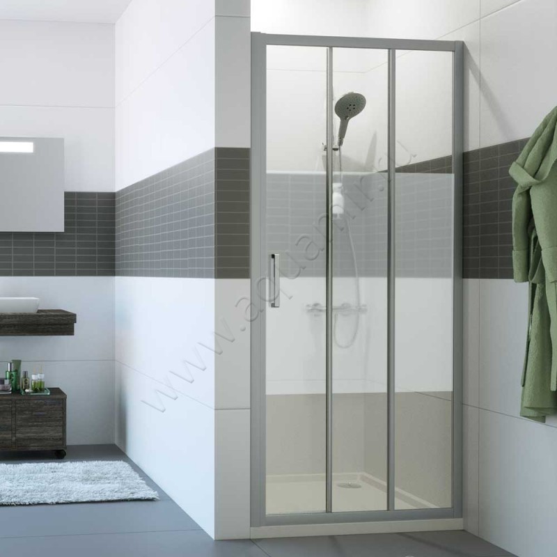 Раздвижная душевая дверь в нишу с фиксированным элементом Huppe Classics 2 в серебристом цвете C20301087375
