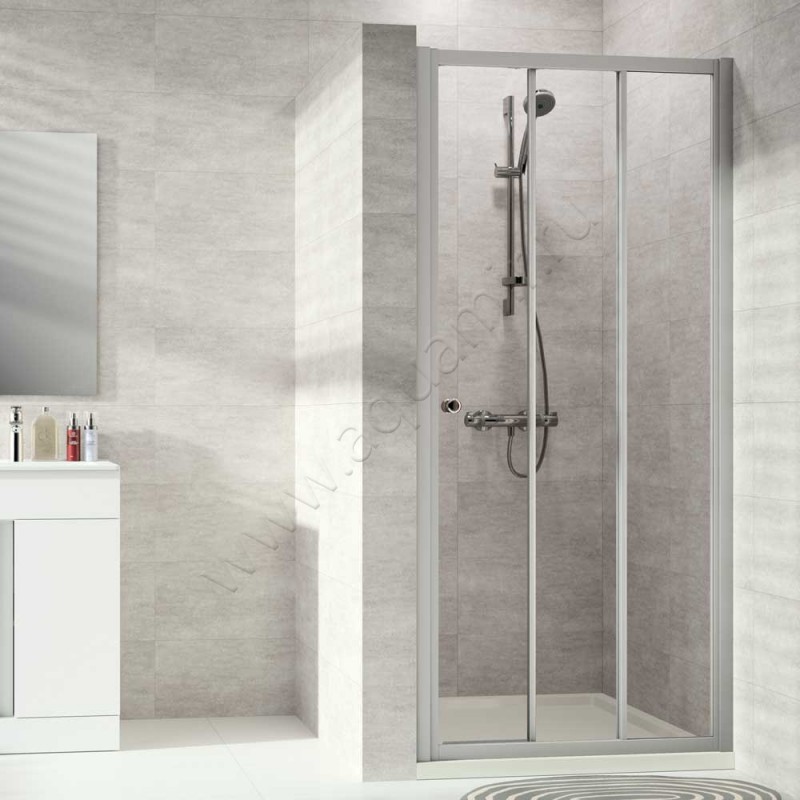 Раздвижная душевая дверь в нишу с фиксированным элементом Huppe Alpha 2 в серебристом цвете A20310087322
