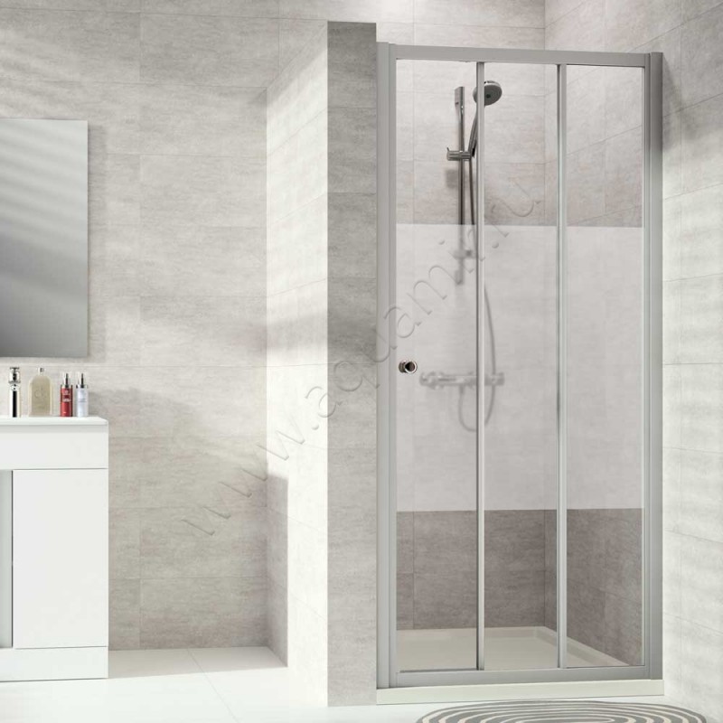 Раздвижная душевая дверь в нишу с фиксированным элементом Huppe Alpha 2 в серебристом цвете A20317087373