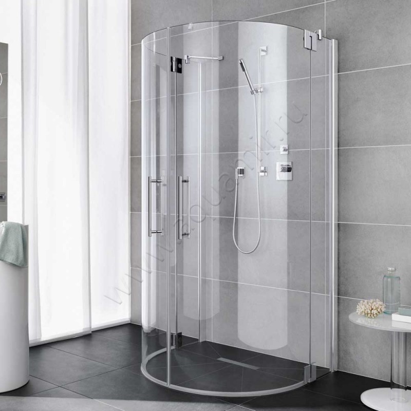 Пристенная полукруглая душевая кабина с маятниковыми дверями Kermi Pasa XP PXZ2009020VAK