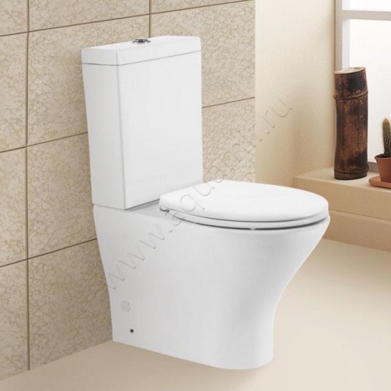Унитаз напольный BelBagno ACQUA 66 см, безободковый, белый BB340CPR