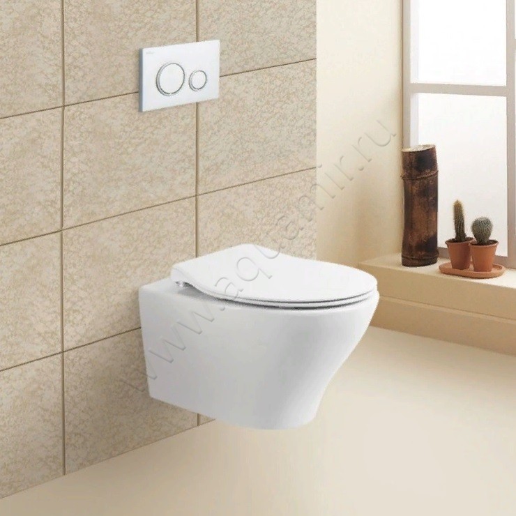 Унитаз подвесной BelBagno ACQUA 52 см, безободковый, белый BB340CHR