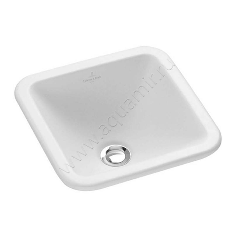 Раковина встраиваемая сверху на столешницу без отверстий Villeroy & Boch Loop & Friends 45 см, фарфор, белый глянец/white alpin 61562001