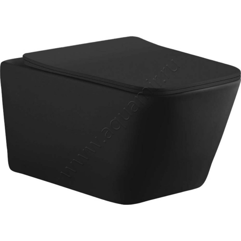 Унитаз подвесной Aquanet TAVR с крышкой микролифт, 55 см, безободковый, черный матовый 00287011