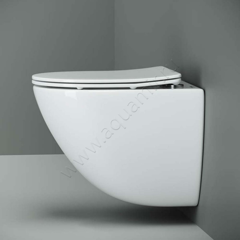 Унитаз подвесной Ceramica Nova MONO RIMLESS с крышкой микролифт, 50 см, безободковый, белый CN1905