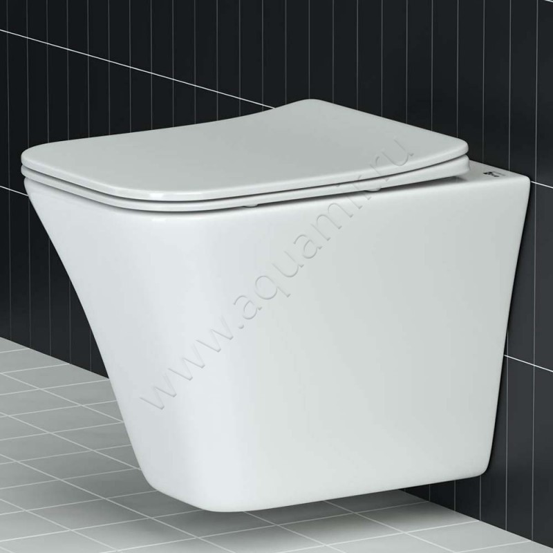 Унитаз подвесной Ceramica Nova MONO RIMLESS с крышкой микролифт, 49,5 см, безободковый, белый CN1902