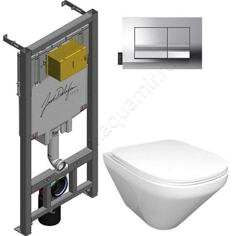 Комплект унитаза с инсталляцией Jacob Delafon MODERN LIFE с крышкой микролифт, 54 см, безободковый, белый E21773RU00