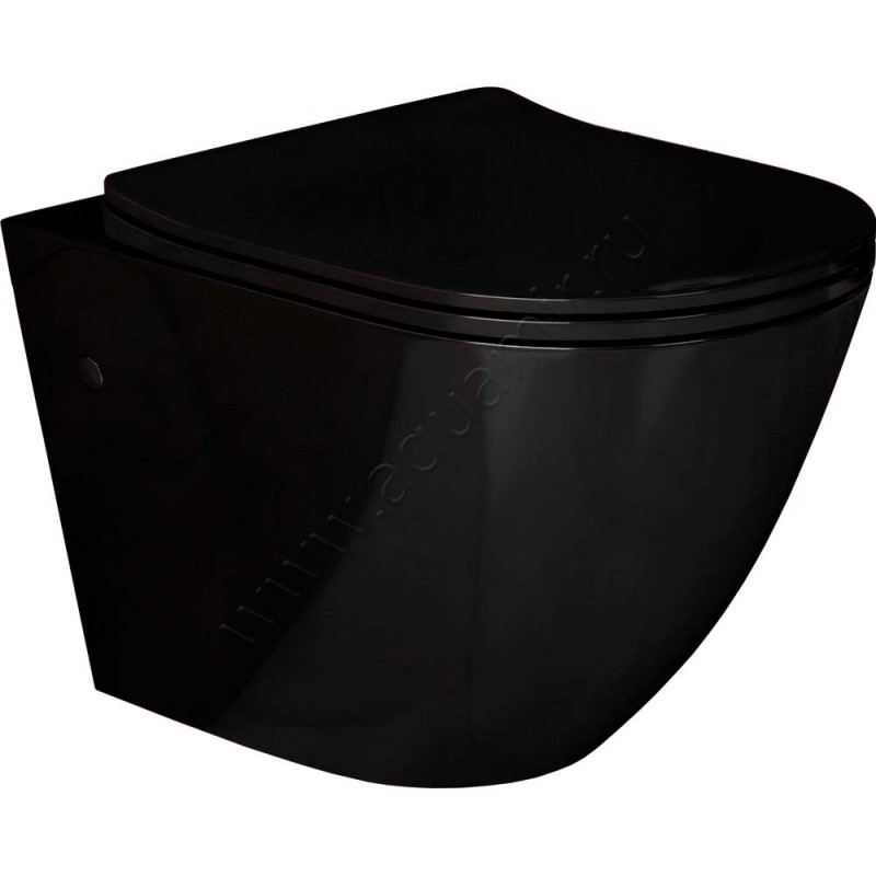 Унитаз подвесной Grossman с крышкой микролифт, 56 см, безободковый GR4411blackS