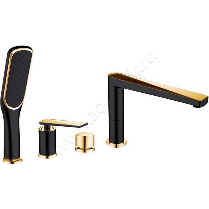 Смеситель на борт ванны Boheme Venturo с душем, золото/черный 380B